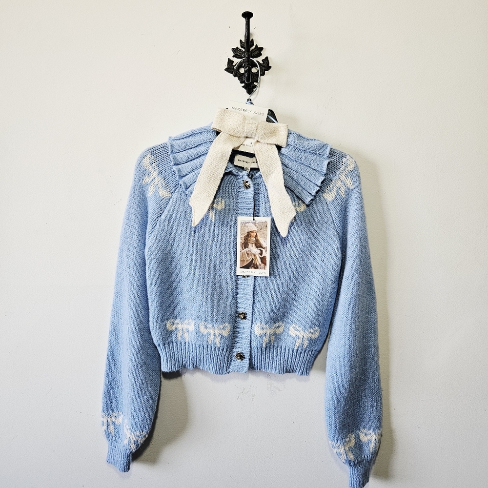 NWT Sincerely Jules Bow Knit Cardigan w/ Matching Hair Bow Size XS Sweater